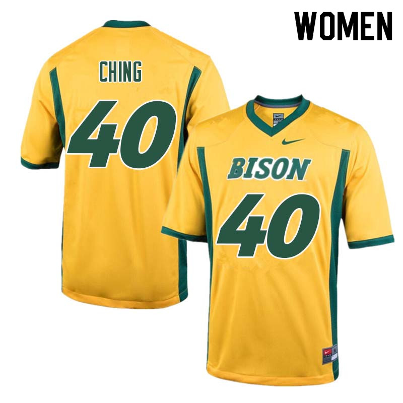 Women #40 Costner Ching North Dakota State Bison College Football Jerseys Sale-Yellow - Click Image to Close